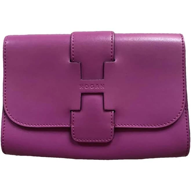 Hogan Leather Clutch Bag with Silver Chain Strap