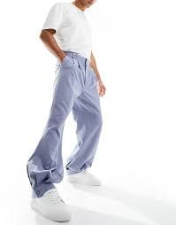 ASOS DESIGN oversized balloon smart pants with button cuff in dusty blue | ASOS