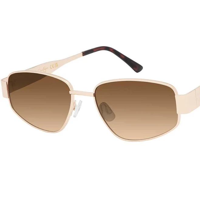 Polished Metal Oval Sunglasses