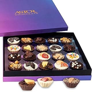 Valentines Chocolate Candy, Assorted Belgian Chocolate Gift Box, 20 Fancy Valentines Day Chocolates Dessert Truffles, 8 Unique Flavors, Candy Gift Baskets For Adults, Family, Women and Men By Astor Chocolate