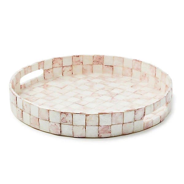 MacKenzie-Childs Check Capiz Round Tray