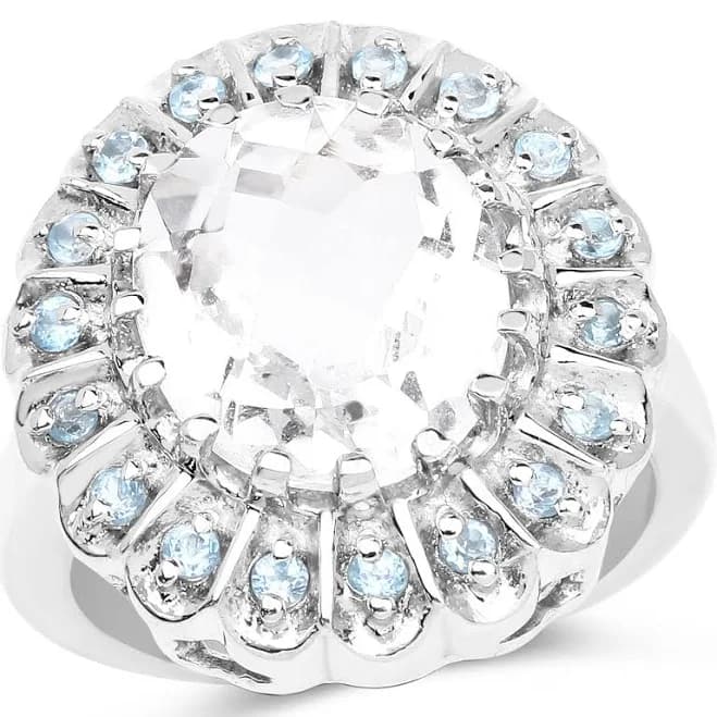 .925 Sterling Silver Oval Crystal Quartz Ring