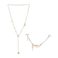 A SET OF TWO: AN 18K ROSE GOLD & DIAMOND GAMBADE NECKLACE & AN 18K ROSE GOLD & DIAMOND CHAINE D'ANCRE CHAOS BRACELET, HERMÈS, CIRCA 2020 | Christie's