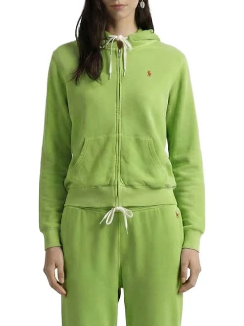 Polo Ralph Lauren Zip-up Women Hoodie With Embroidered Logo - Green