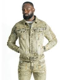 Jacket | M1013 Positoni Denim - Olive – Makobi Jeans USA