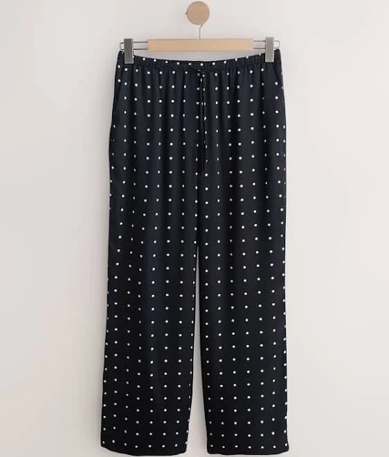 Next Women's Polka Dot Satin Tie Waist Wide Leg Trousers