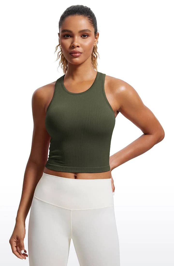crz yoga Women's Seamless Ribbed Cropped Tank Top