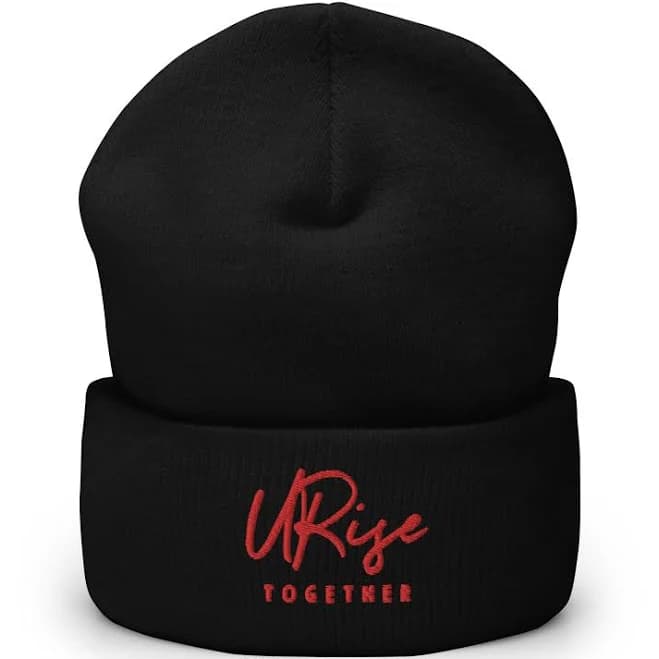 URise Together Cuffed Beanie with Red Stitch