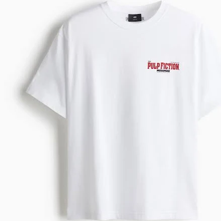 Men h&m White Loose Fit T-shirt