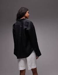 ARKET oversized linen shirt in black | ASOS