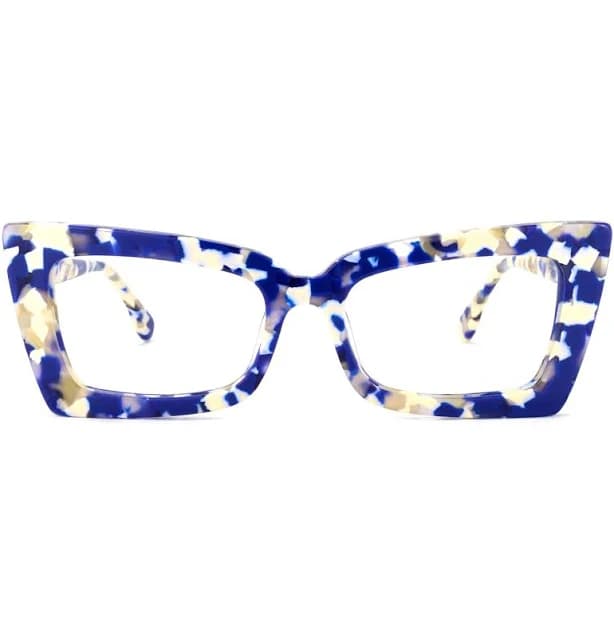 Zeelool Newell Rectangle Blue-Floral Glasses