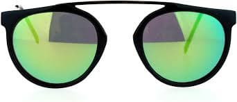 Amazon.com: Arched Bridge Top Round Aviator Sunglasses Unique Fashion Black, Lime Mirror : Clothing, Shoes & Jewelry