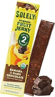 Organic Banana Chocolate Drizzled Fruit Jerky - 1 Individually Wrapped Fruit Strip - Fruit Leather Made from Dried Fruit - Healthy Snacks for Adults & Kids - Vegan, Non GMO - 0.8oz (23g)