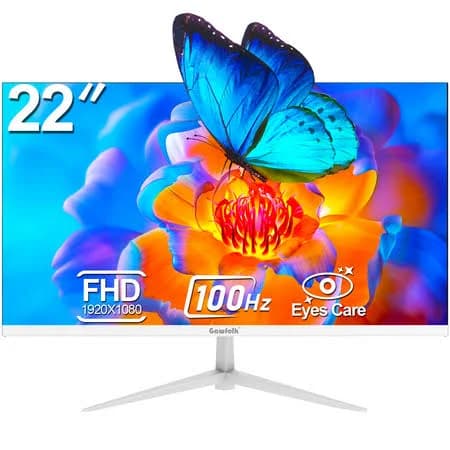Gawfolk 22" inch Computer Monitor, FHD 1080p 100Hz Ultra-Thin Bezel-Less VA Display, HDMI VGA PC Monitor Home Office Movies GF220C