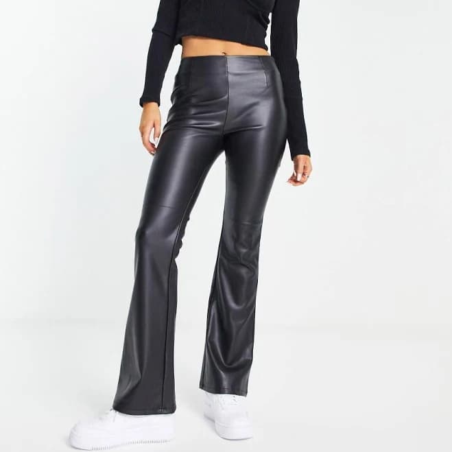 ASOS DESIGN Faux Leather Flare Pants