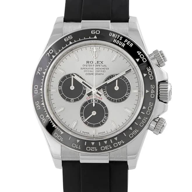 Rolex Daytona Silver Dial White Gold Oysterflex Watch 126519LN