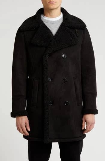 Braveman Faux Shearling Double Breasted Overcoat
