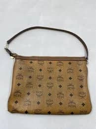 MCM Visetos Monogram Brown Coated Canvas Shoulder Bag