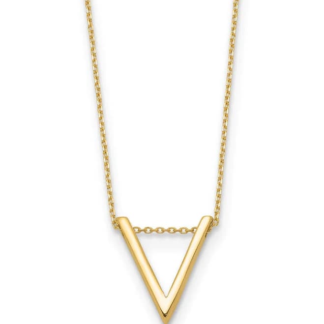 14K Yellow Gold Upside Down Triangle Slide Pendant