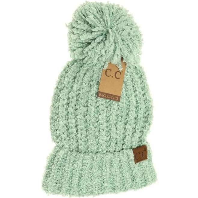 C.C Women's Chenille Soft Stretchy Knit Beanie Hat with Pom