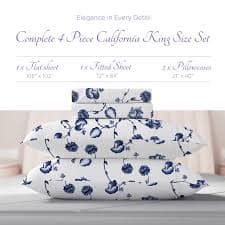 Amazon.com: Carressa Linen California King Egyptian Cotton Sheet Sets - 600 Series Hydrangeas Printed Cal King Cotton Sheet Set (4 PC, Floral Blue),16" Deep Pocket Sateen Weave Luxury Hotel Bed Sheets :