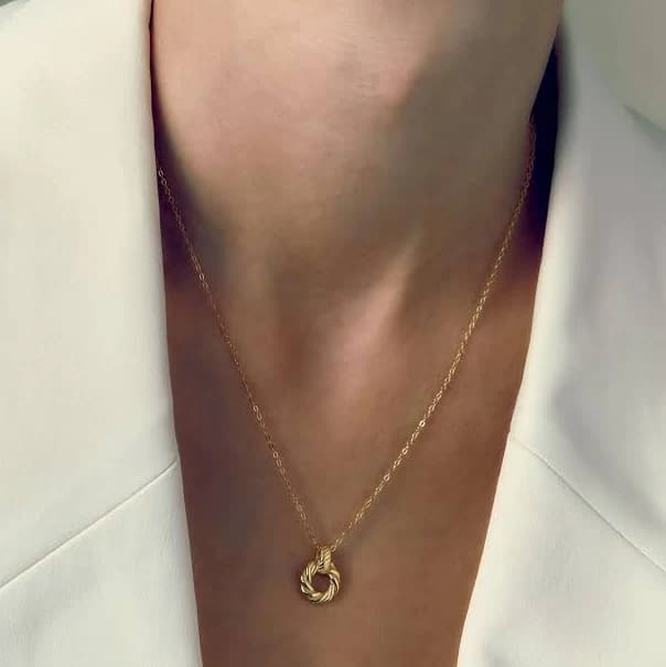 Sterling Silver Round Gold Vermeil Pendant Necklace