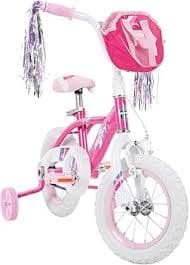 Amazon.com : Huffy Glimmer 12" Kids Bike, Ideal for Ages 3 to 5 Years Old, Shimmering Streamers, EZ Build Assembly, Removable Training Wheels, Simple to Ride, Durable Steel Frame, Adjustable Comfort, Pink :
