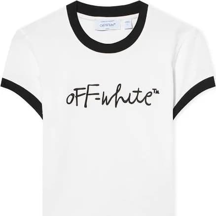 Off White Embroidered Script Fitted T-shirt