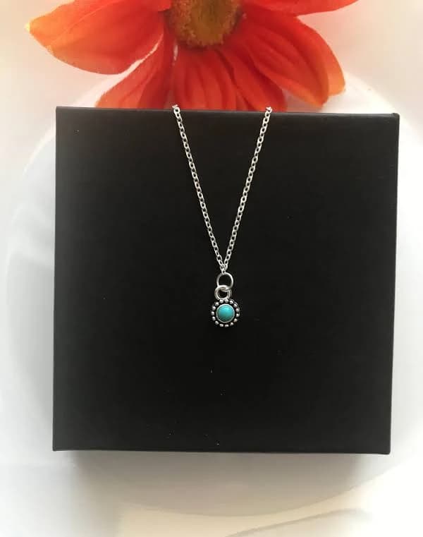 Dainty Turquoise Heart Silver Pendant Necklace