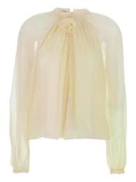 Alberta Ferretti Floral Ruffled Blouse - Neutrals | Editorialist