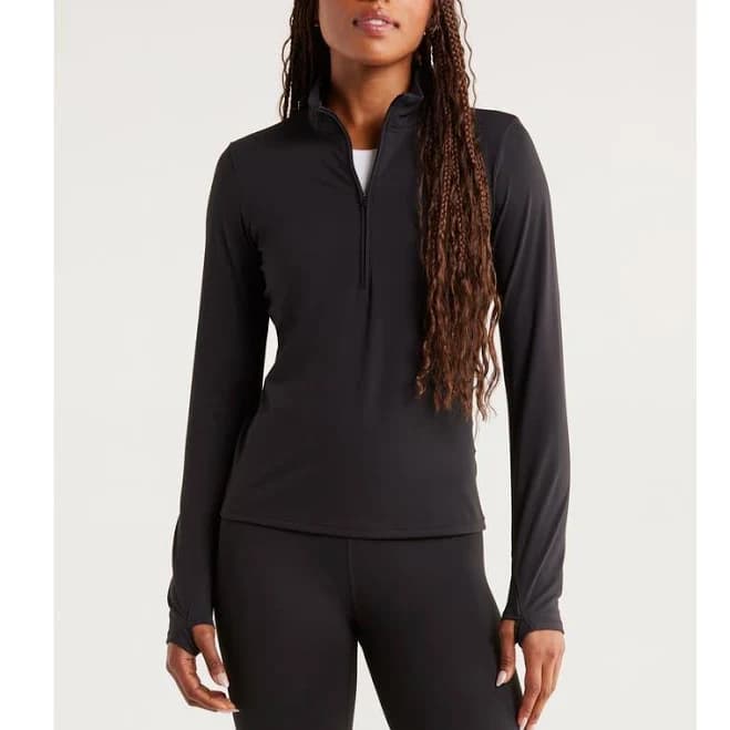 Zella So Soft Active Half Zip Pullover in Black at Nordstrom Rack, Size Small