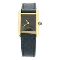 CARTIER - Model Watch Tank Must in silver gold plated, black lacquered dial