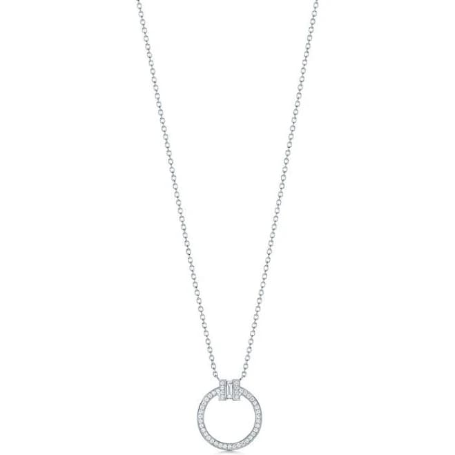 Tiffany T Diamond Pendant Gold with a Baguette Diamond with Diamonds