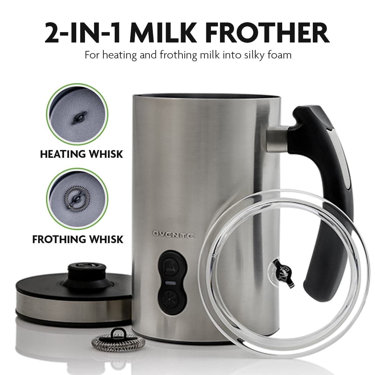 OVENTE Electric Double Wall Insulated Milk Frother, Portable Hot Cold Foam Maker, Black FR3608B - Walmart.com