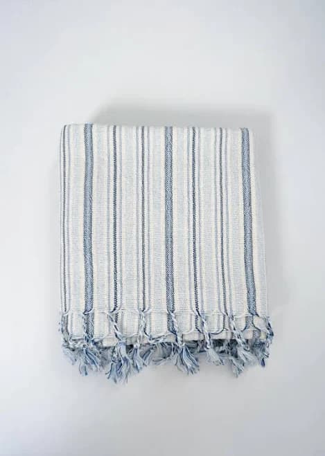 Home & Loft Blue Thin Stripe Cape Towel