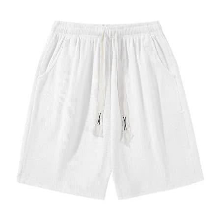 Men's Casual Elastic Waist Waffle Shorts with Pockets
