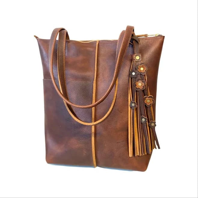 Vintage Leather Tassel Tote