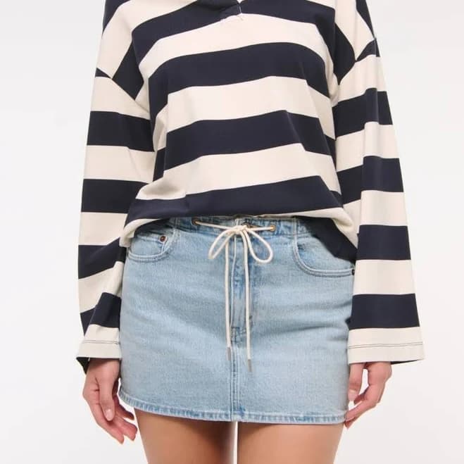 Abercrombie & Fitch Women's Mid Rise Denim Mini Skirt