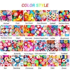 480 PCS Fruit and Flower Polymer Clay Beads - 24 Styles of Cute Heart and Mushroom Charms for Jewelry Making, Includes Necklace, Earring, and DIY