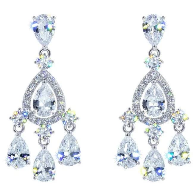 Pear Drop Chandelier Crystal Rhinestone Earrings