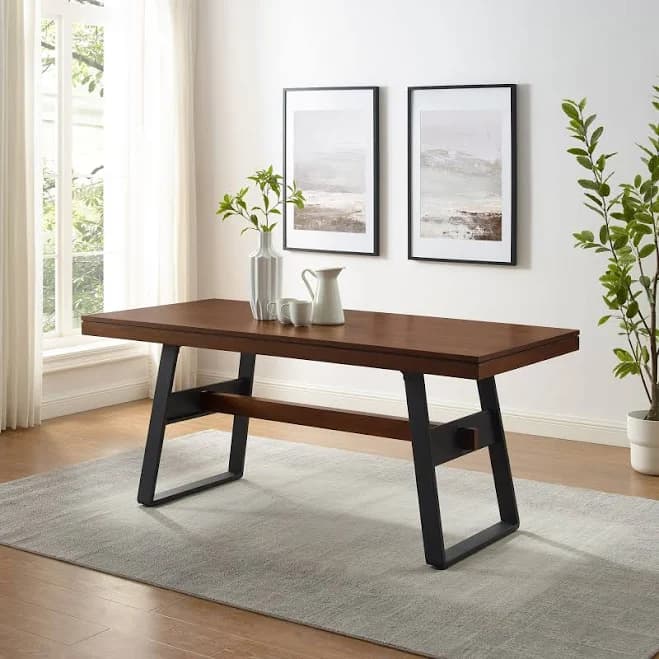 Walker Edision Brickell Modern Industrial Bridge-Leg Dining Table