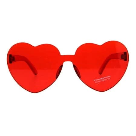 Women's Heart Shape Rimless Shield Sunglasses
