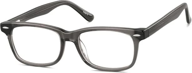 Zenni Rectangle Glasses Gray Plastic Full Rim Frame, Universal Bridge Fit, Spring Hinges, Custom Engraving, Blokz Blue Light Glasses, 445912