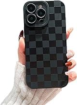 Compatible with iPhone 14 Pro Max Case Cute Checkered Pattern Design for Girls Women, Soft Silicone Shockproof Protective Designed for iPhone 14 Pro Max Case-Black
