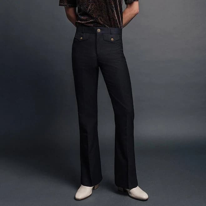 Phix Men's Slim Fit Wool Flare Trouser