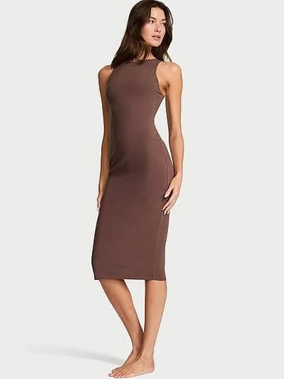 Victoria's Secret Women's High-Neck Smoothing Rib Midi Dress