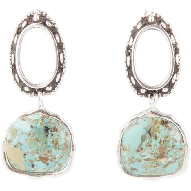 Barse Women's Sterling Silver Blue Turquoise Drop Earrings