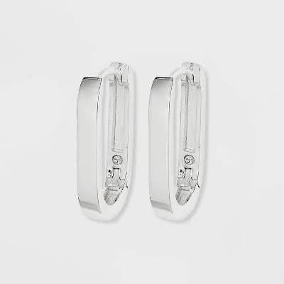 A New Day Silver Plated Oval Hinged Endless Hoop Earrings