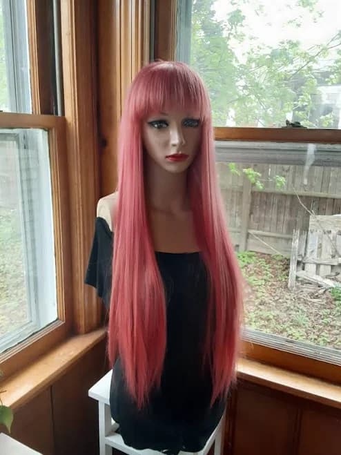 Rose Petal Straight Wig with Bangs