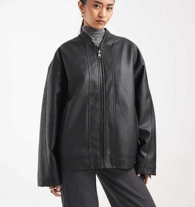 ASOS Leather Moto Jacket with Quilt Liner